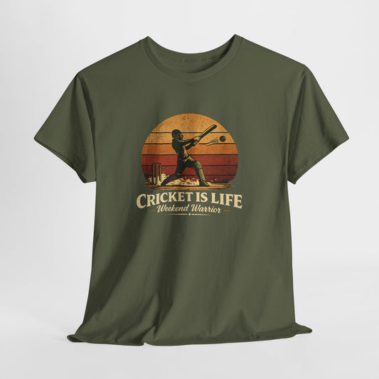 Cricket Is Life Weekend Warrior | Retro Cricket T-Shirt | green | Odyssey Camp & Co.