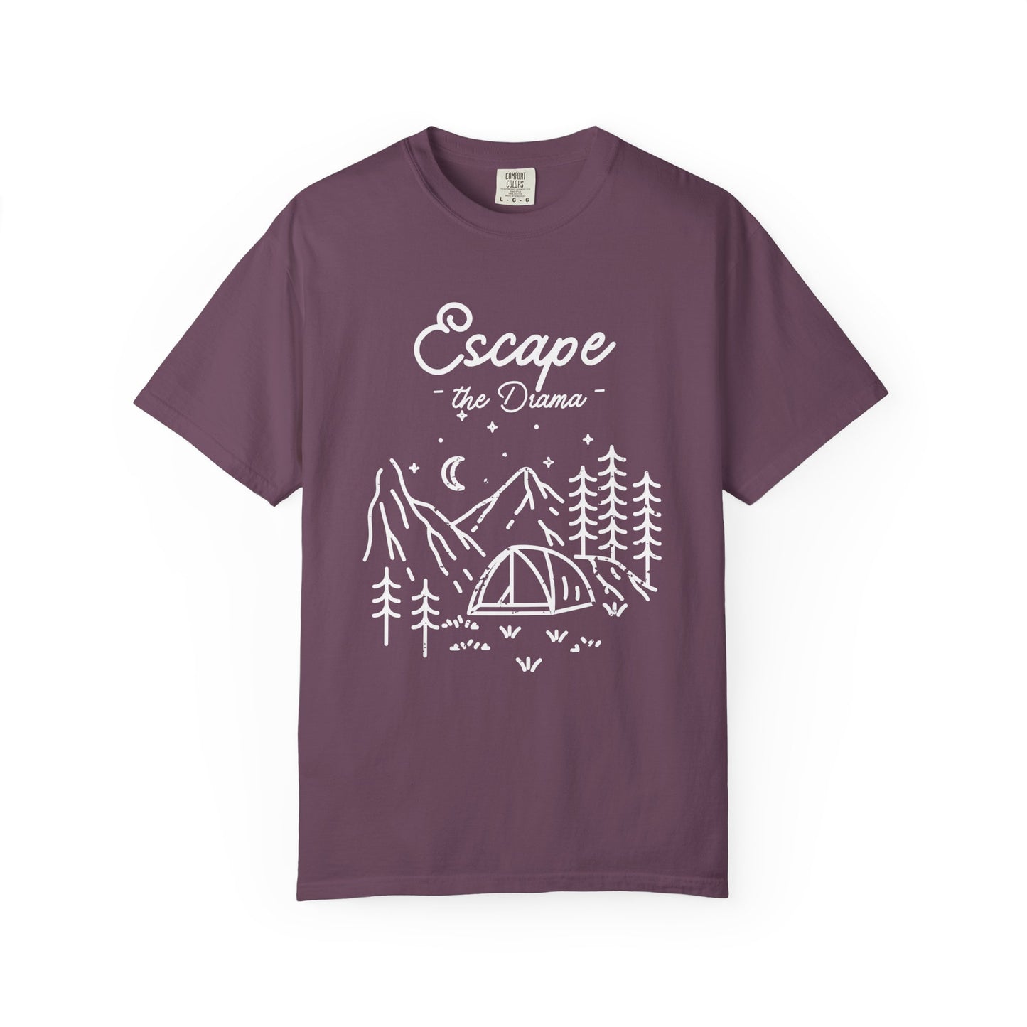 Escape the Drama T-Shirt | Minimal Campsite Graphic Tee | Odyssey Camp & Co.