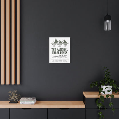 Personalised National Three Peaks Completion Canvas Print Stretched Print | Odyssey Camp & Co.
