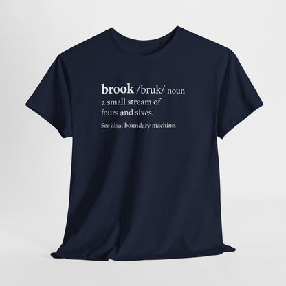Brook Boundary Machine Dictionary T-Shirt | Cricket Fan Graphic Tee Navy