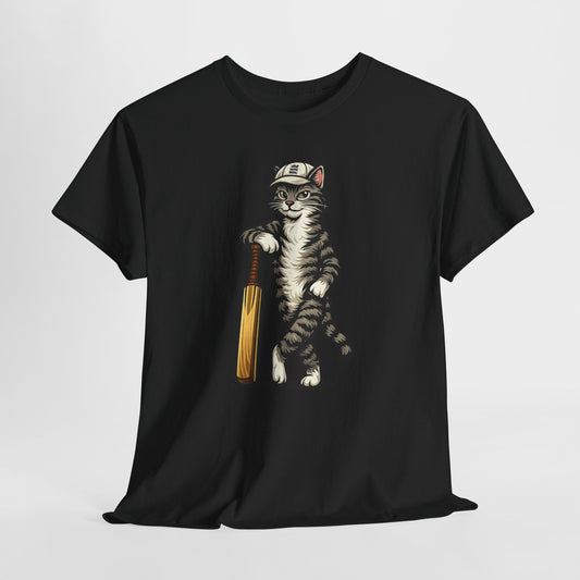 Cat Cricket Tee | Vintage Cricket Cat Shirt | black | Odyssey Camp & Co.