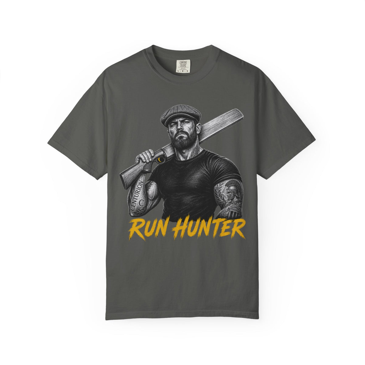 Run Hunter cricket batsman graphic t-shirt, product view 3