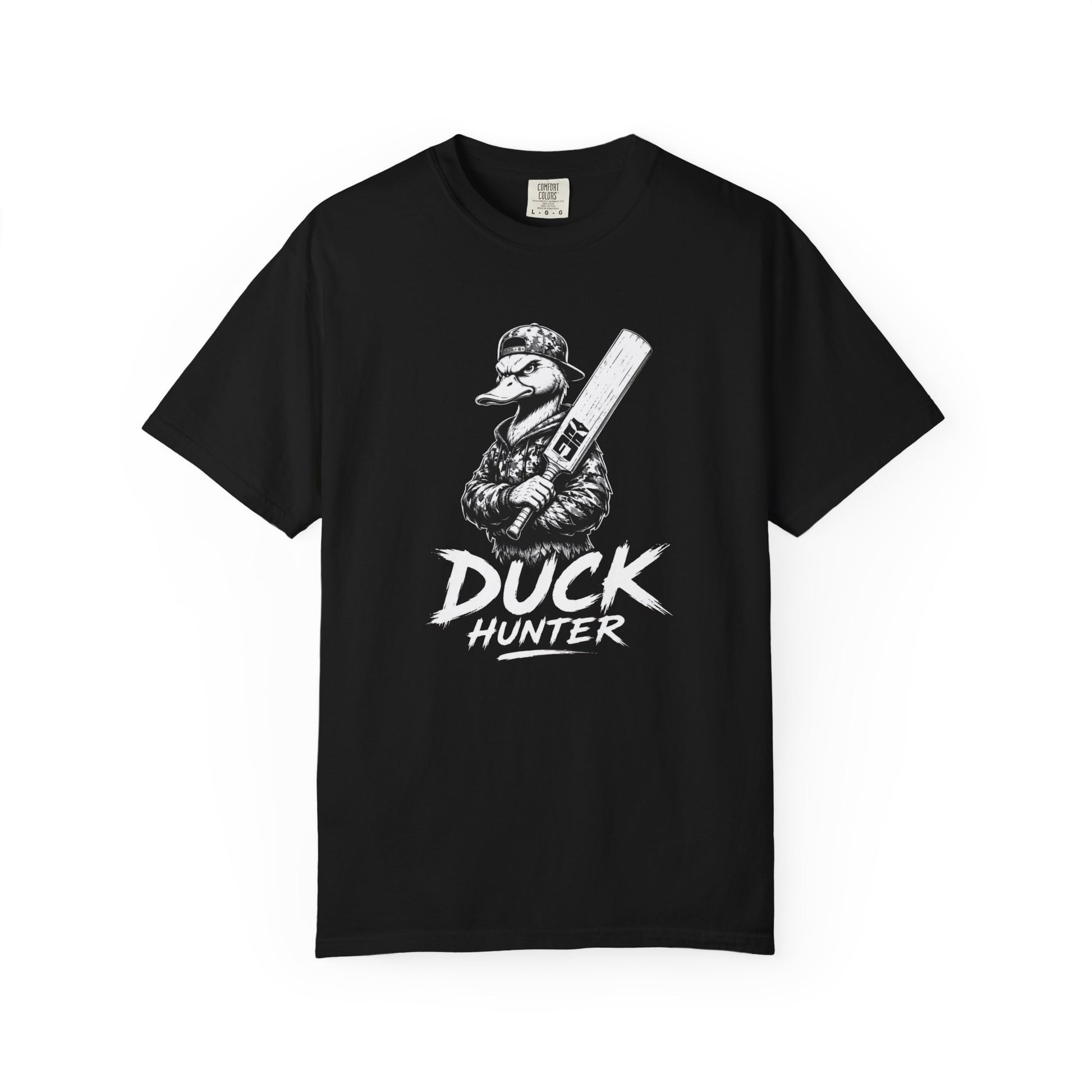 Berry Duck Hunter t-shirt with duck and shotgun graphic, Odyssey Camp & Co. funny cricket duck of the month tee