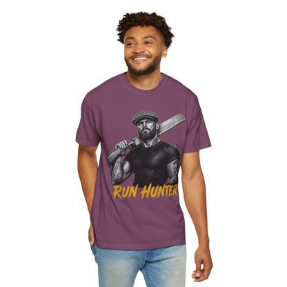 Run Hunter cricket t-shirt, tattooed batsman design, cricket gift idea UK