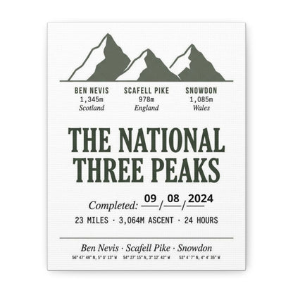 Personalised National Three Peaks Completion Canvas Print Stretched Print | matte stretched canvas wall art | Odyssey Camp...