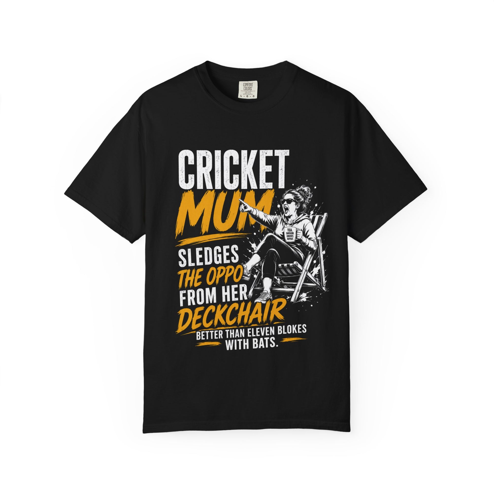 Cricket Mum garment-dyed tee in a Comfort Colors shade, funny cricket gift idea for mum UK