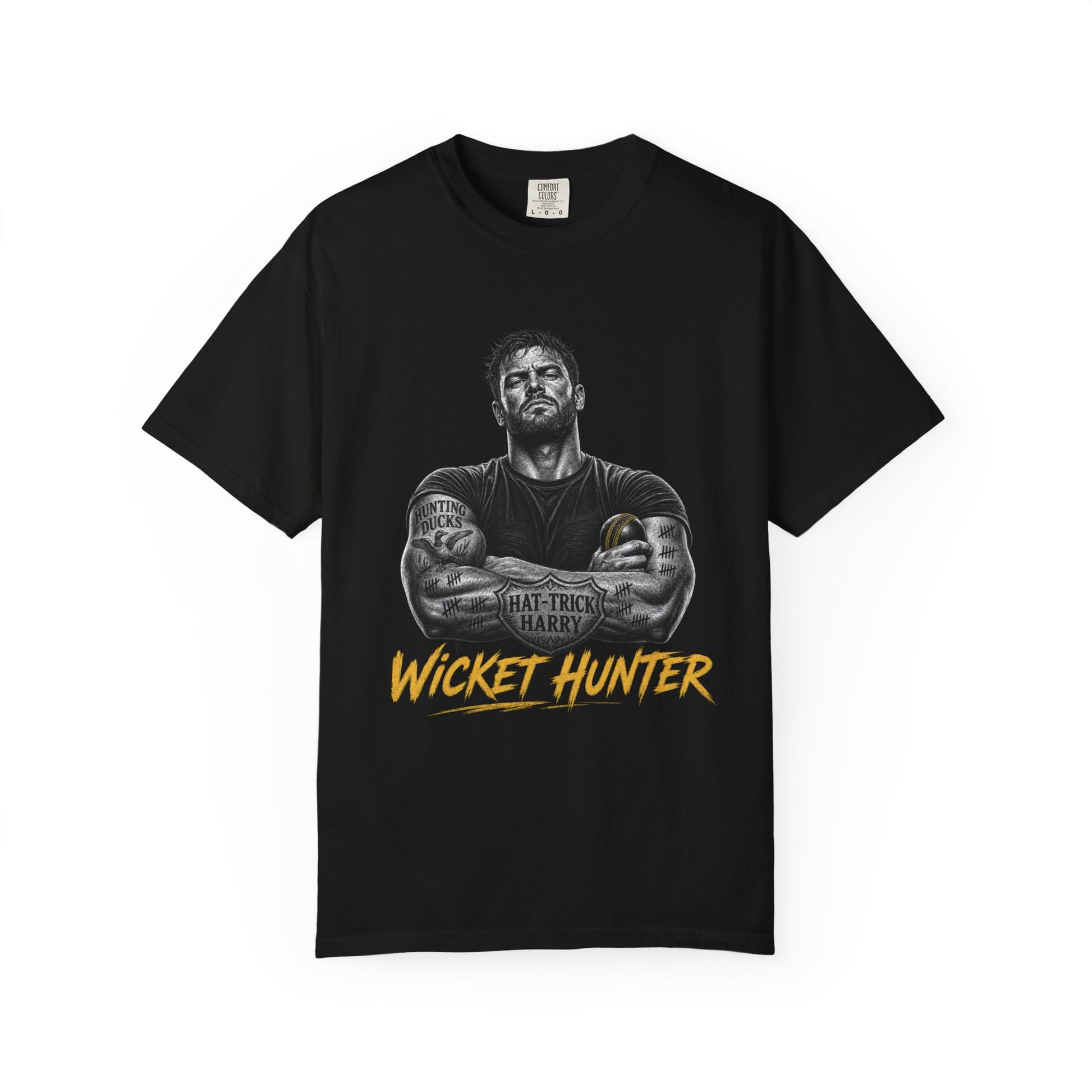 Wicket Hunter garment-dyed cricket tee colour option, relaxed unisex fit