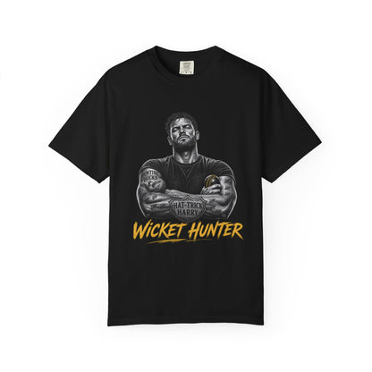 Wicket Hunter garment-dyed cricket tee colour option, relaxed unisex fit