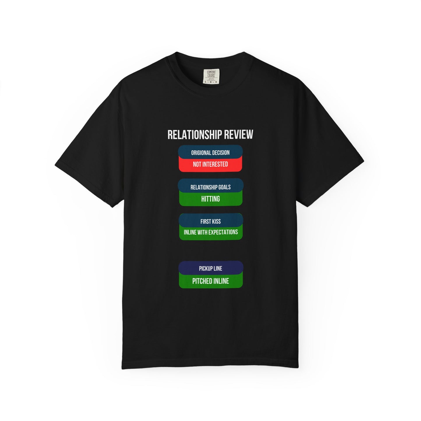 Berry colour Relationship Review t-shirt, relaxed-fit garment-dyed cotton tee with funny dating graphic print