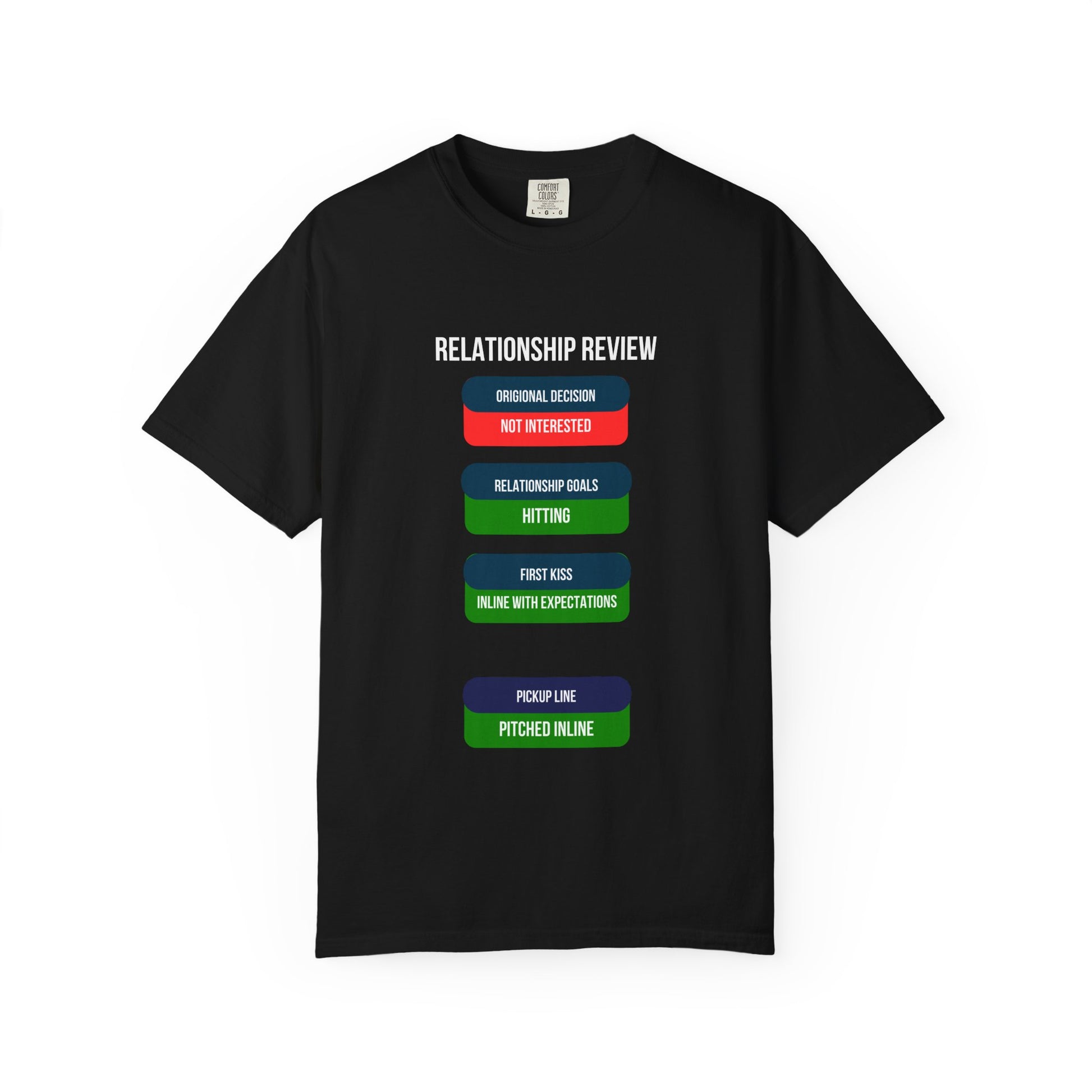Berry colour Relationship Review t-shirt, relaxed-fit garment-dyed cotton tee with funny dating graphic print