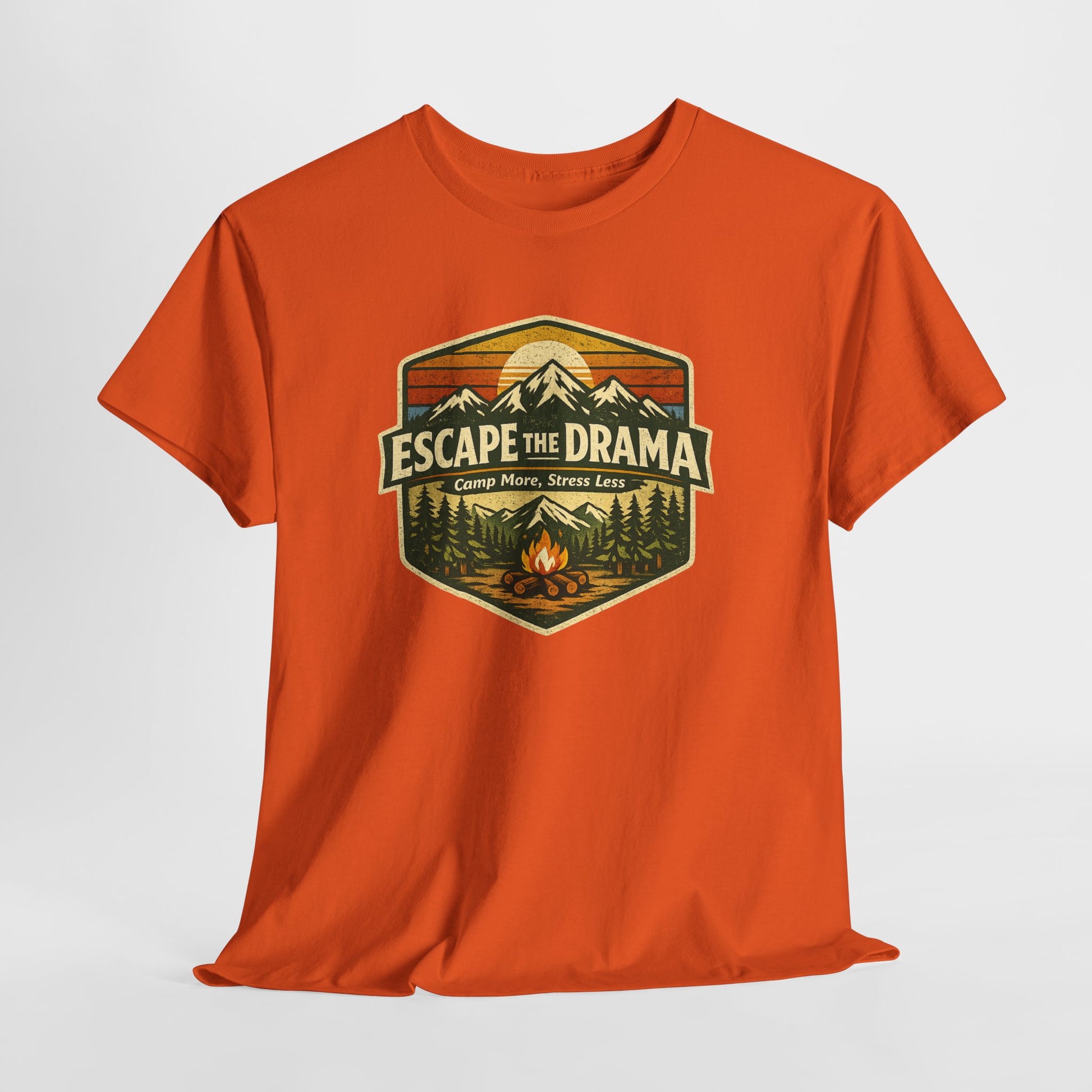 Escape the Drama Camp More Stress Less Shirt | Retro Campfire Tee | Odyssey Camp & Co.