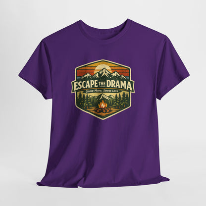 Escape the Drama Camp More Stress Less Shirt | Retro Campfire Tee | Odyssey Camp & Co.