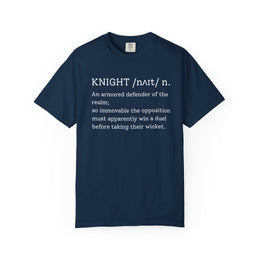 KNIGHT Cricket Dictionary T-Shirt, dictionary-style definition print on a garment-dyed cotton tee by Odyssey Camp & Co.