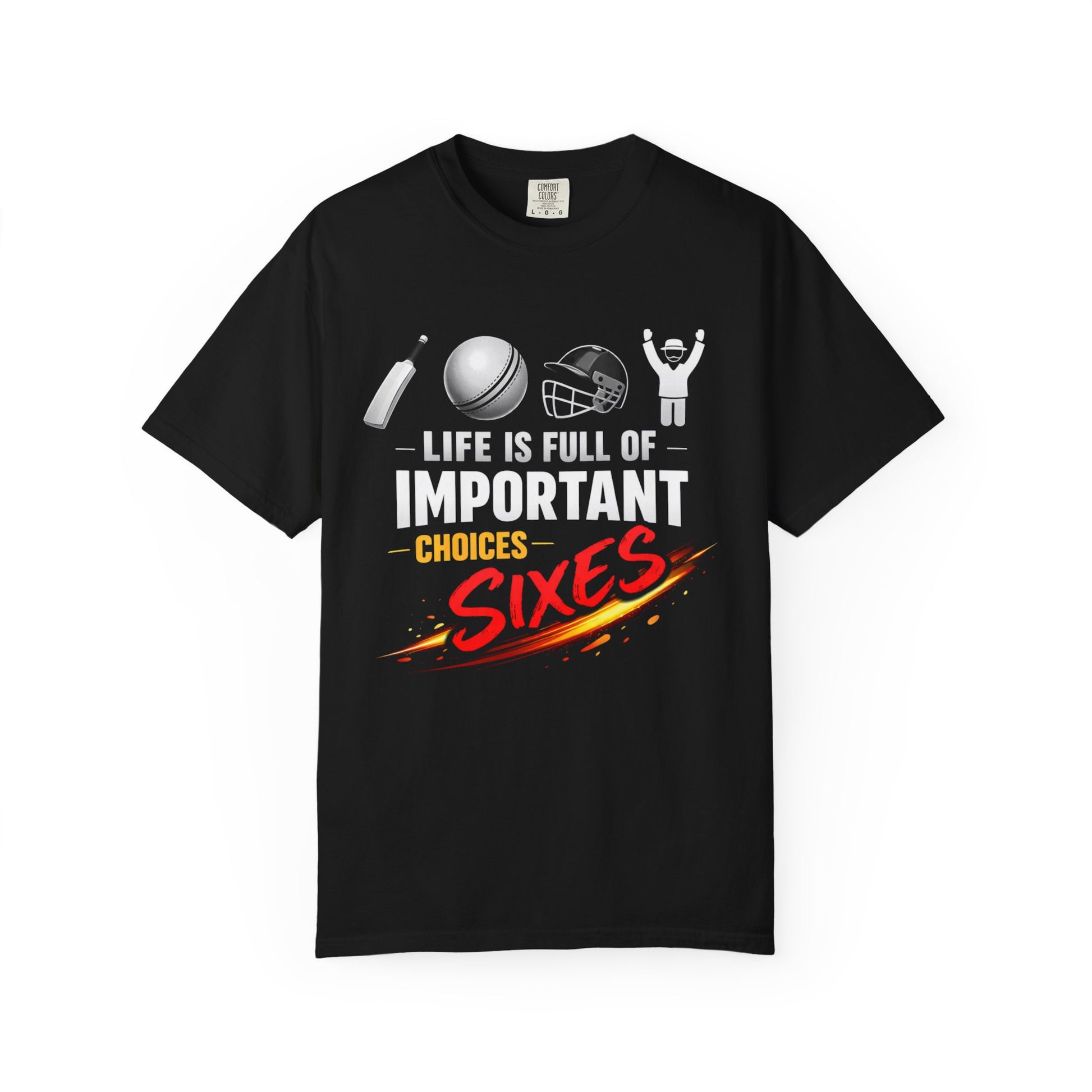 Life Is Full of Important Choices | Casual Cricket Tee | garment-dyed cricket t-shirt | cricket fan gift | Odyssey Camp & Co.