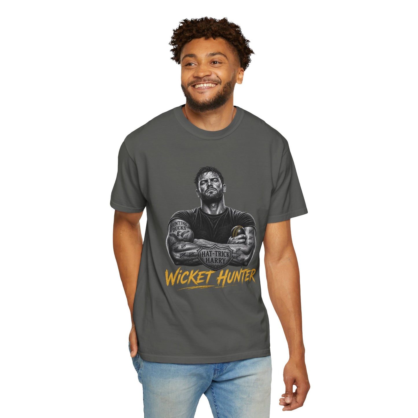 Wicket Hunter cricket fan t-shirt, cricket gift for the bowler, sizes S to 3XL