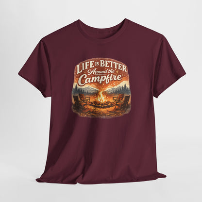Life Is Better Around the Campfire Vintage Outdoor Tee | Odyssey Camp & Co.