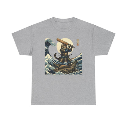 Samurai Cricket Cat Wave T-Shirt grey