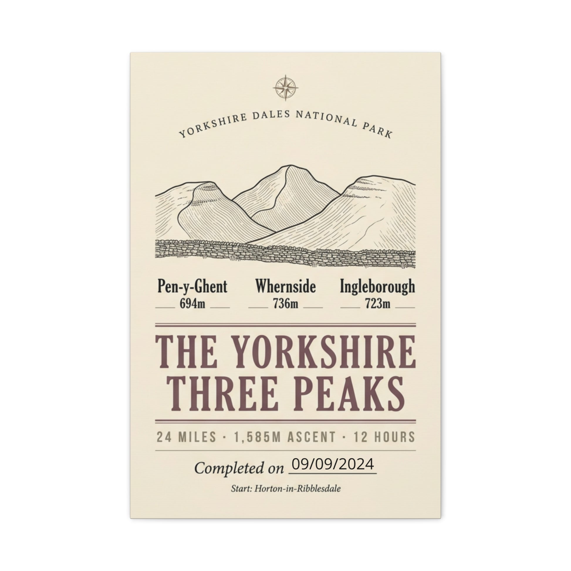 Yorkshire Three Peaks Matte Canvas Print | Stretched Hiking Poster | matte stretched canvas wall art | Odyssey Camp & Co.