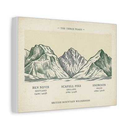 The Three Peaks Matte Canvas Print | Ben Nevis Scafell Pike Snowdon Stretched Wall Art | Odyssey Camp & Co.