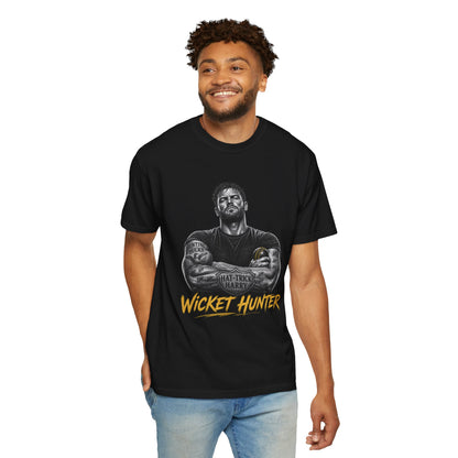 Wicket Hunter garment-dyed cricket tee, Odyssey Camp & Co. cricket apparel