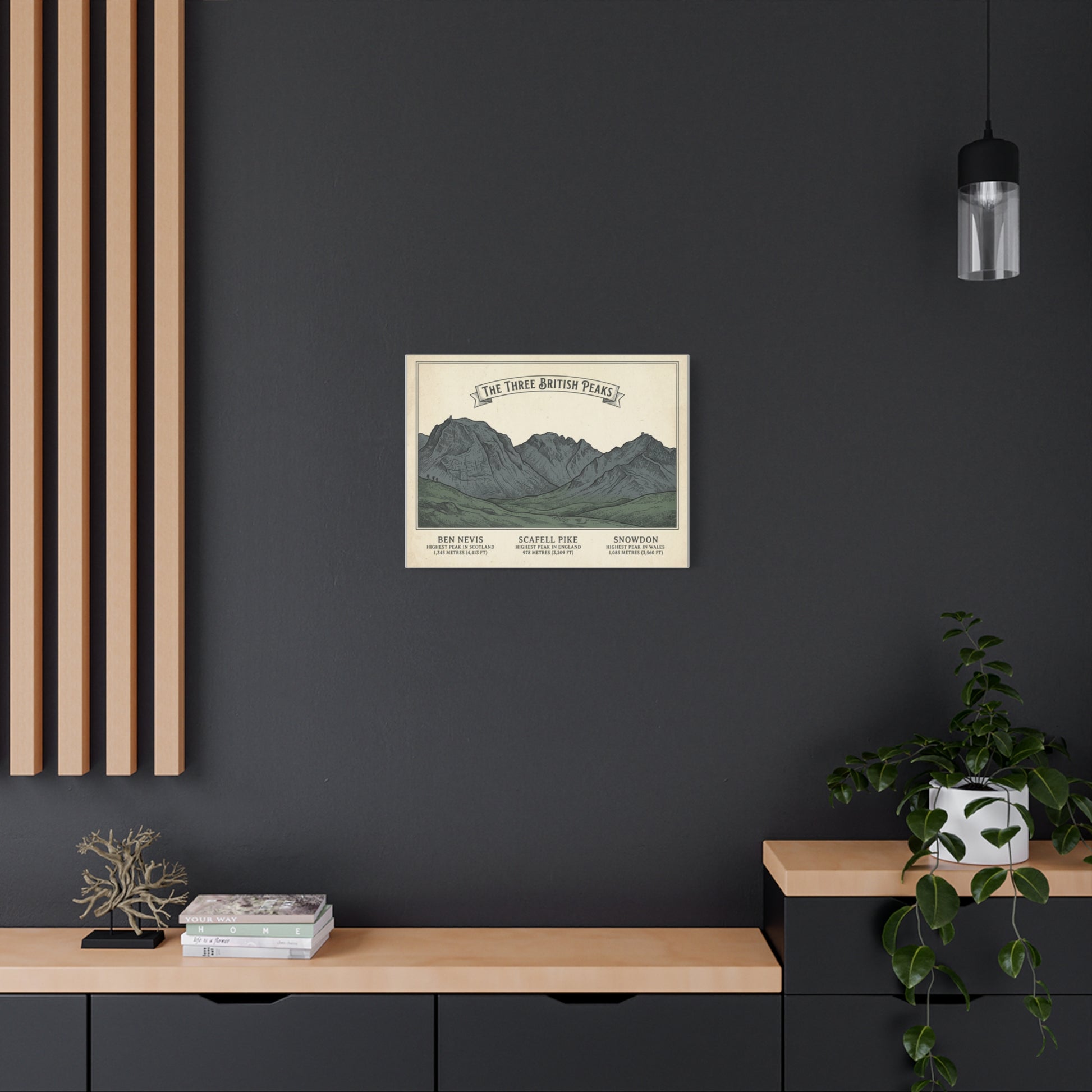 The Three British Peaks Matte Canvas Print | Ben Nevis Scafell Pike Snowdon Stretched Wall Art | Odyssey Camp & Co.