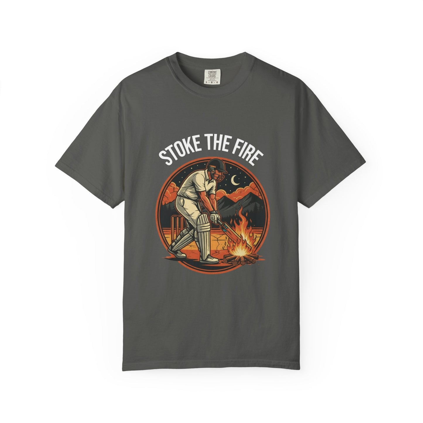 Stoke the Fire T-Shirt | Cricket Campfire Bat Graphic Tee