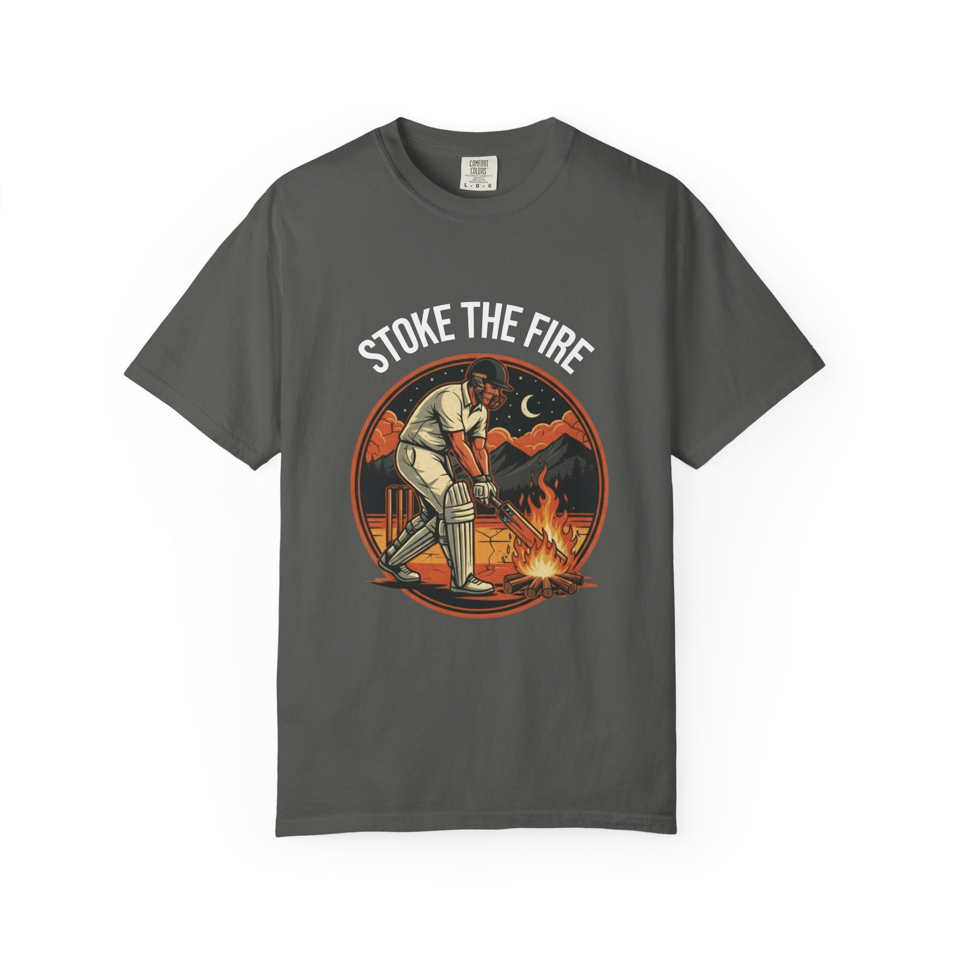 Stoke the Fire T-Shirt | Cricket Campfire Bat Graphic Tee