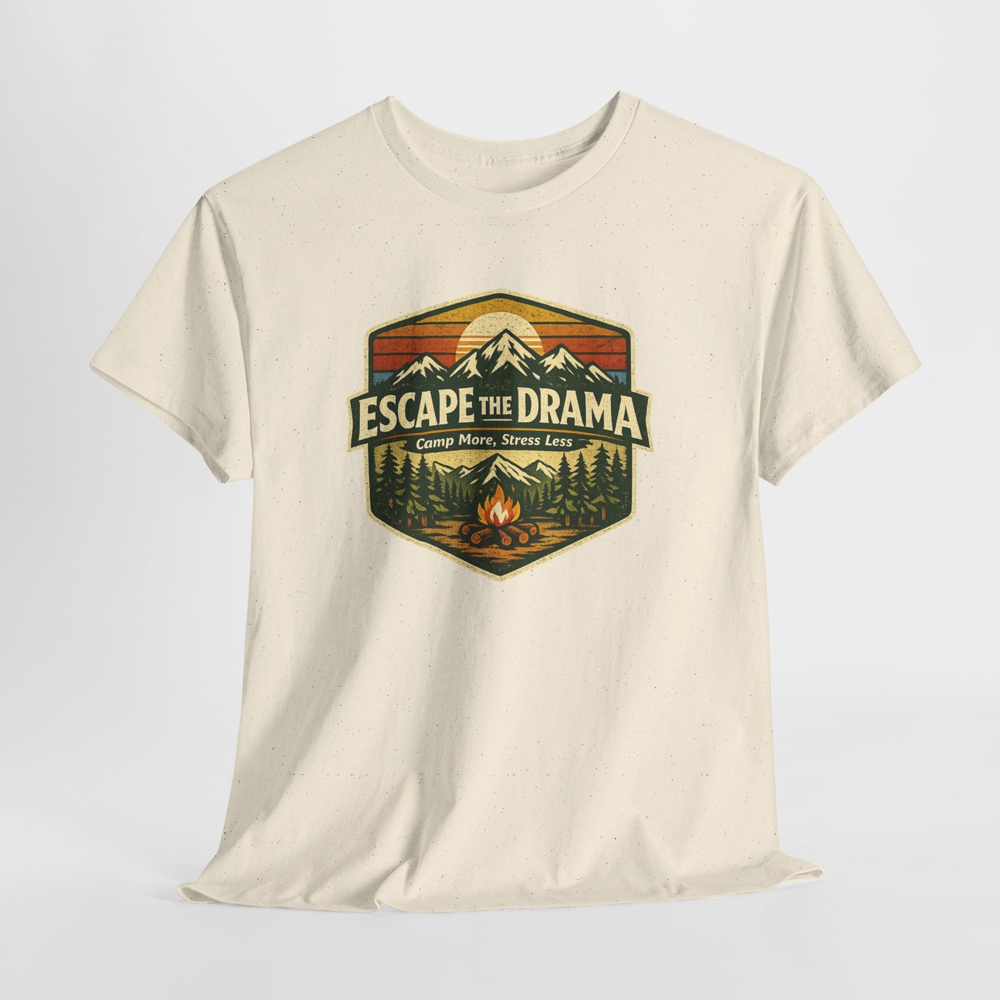 Escape the Drama Camp More Stress Less Shirt | Retro Campfire Tee | Odyssey Camp & Co.
