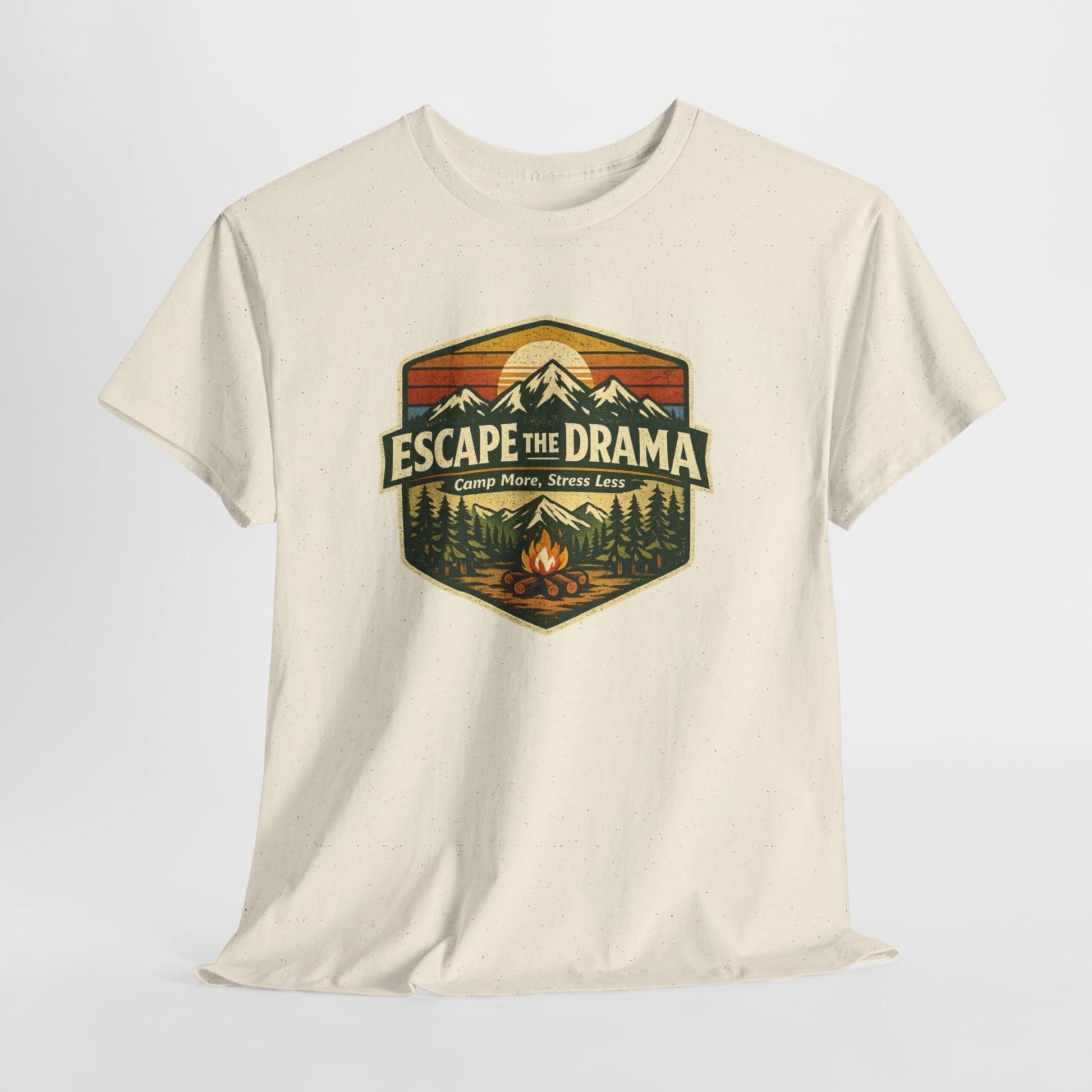 Escape the Drama Camp More Stress Less Shirt | Retro Campfire Tee | Odyssey Camp & Co.