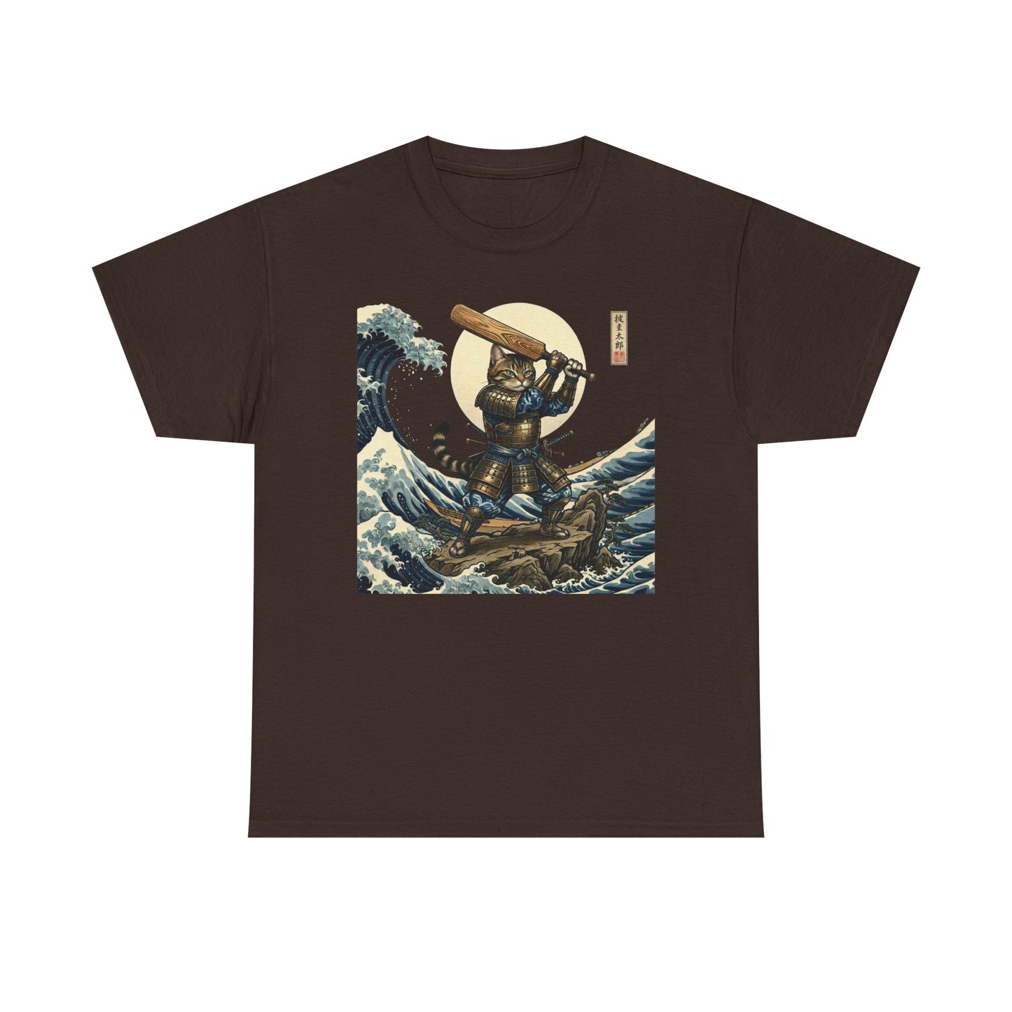 Samurai Cricket Cat Wave T-Shirt chocolate