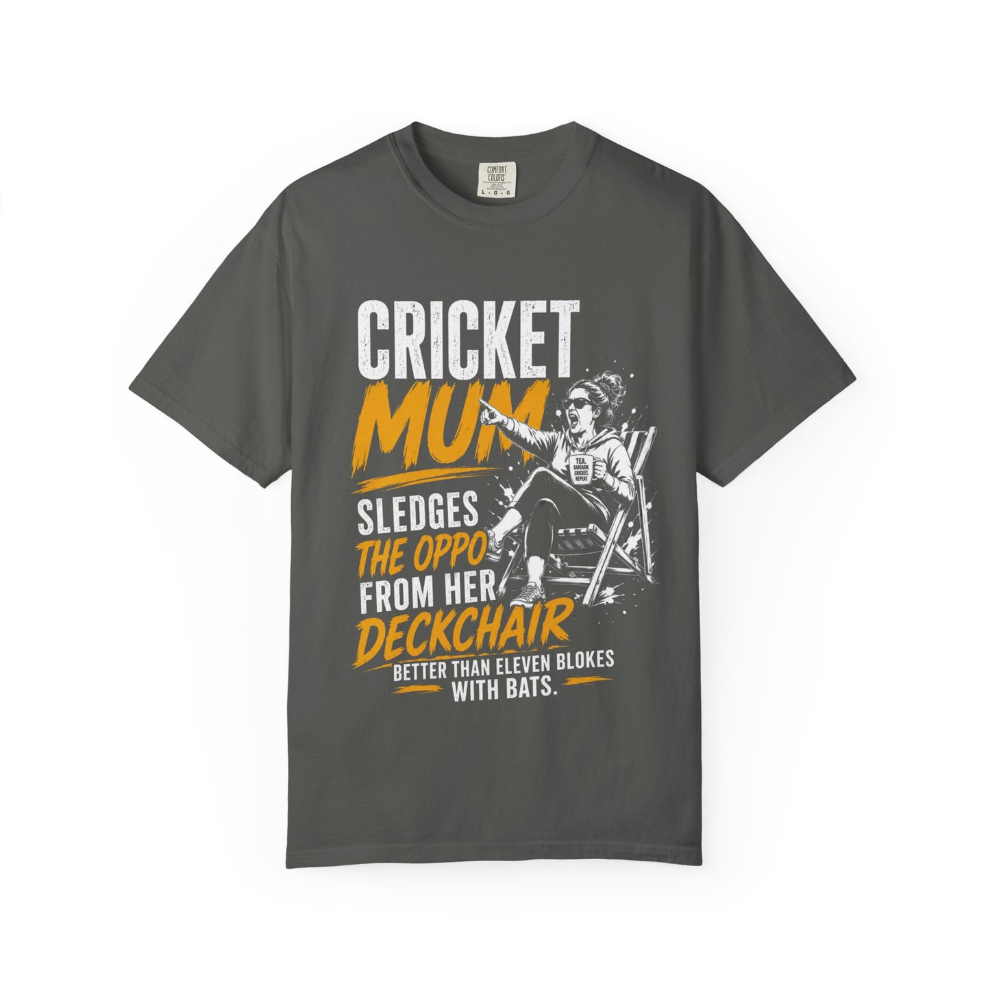 Cricket Mum funny cricket t-shirt, garment-dyed heavyweight cotton tee, cricket gift for mum