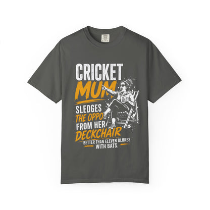 Cricket Mum funny cricket t-shirt, garment-dyed heavyweight cotton tee, cricket gift for mum
