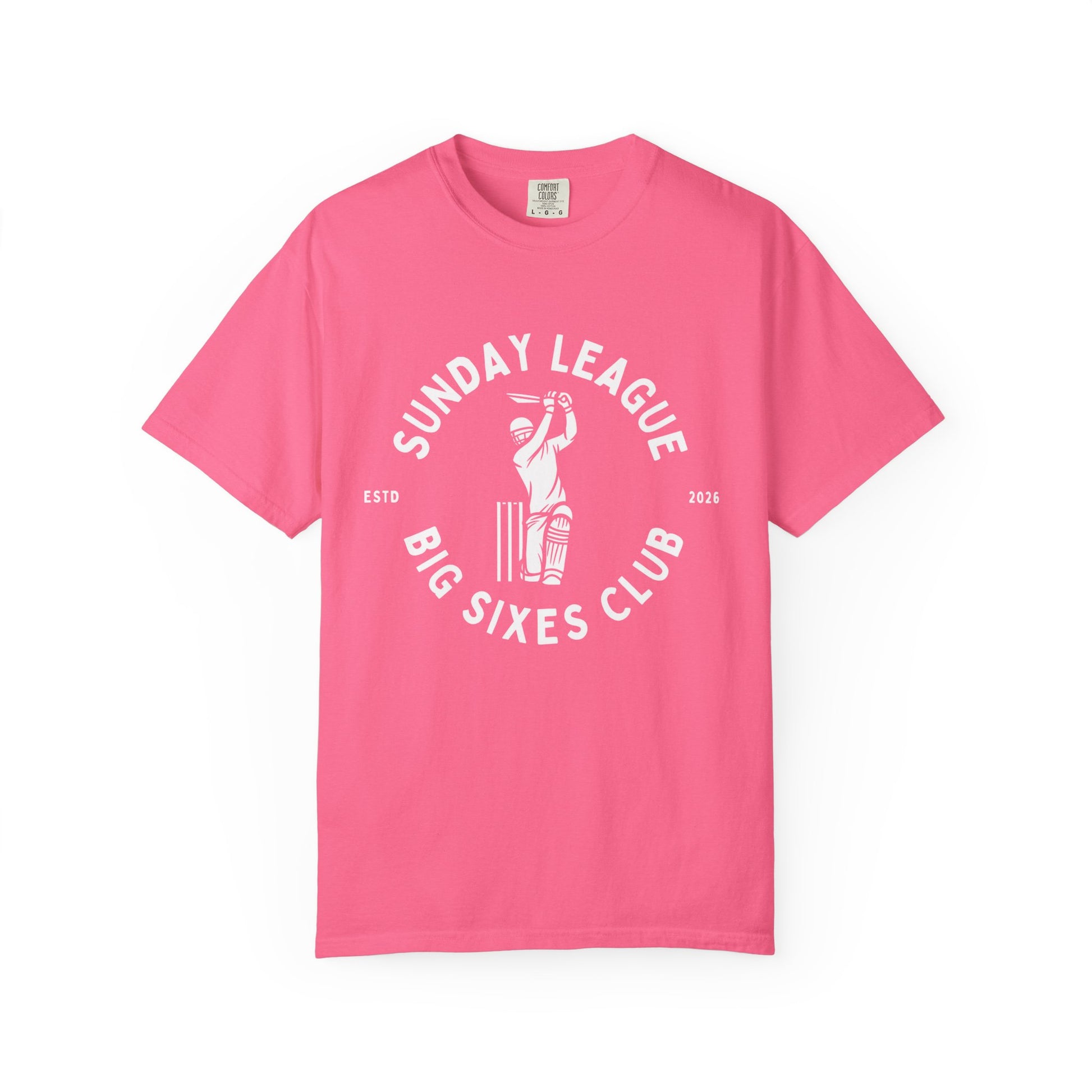 Sunday League Big Sixes | Cricket Club T-Shirt | garment-dyed cricket t-shirt | cricket fan gift | Odyssey Camp & Co.