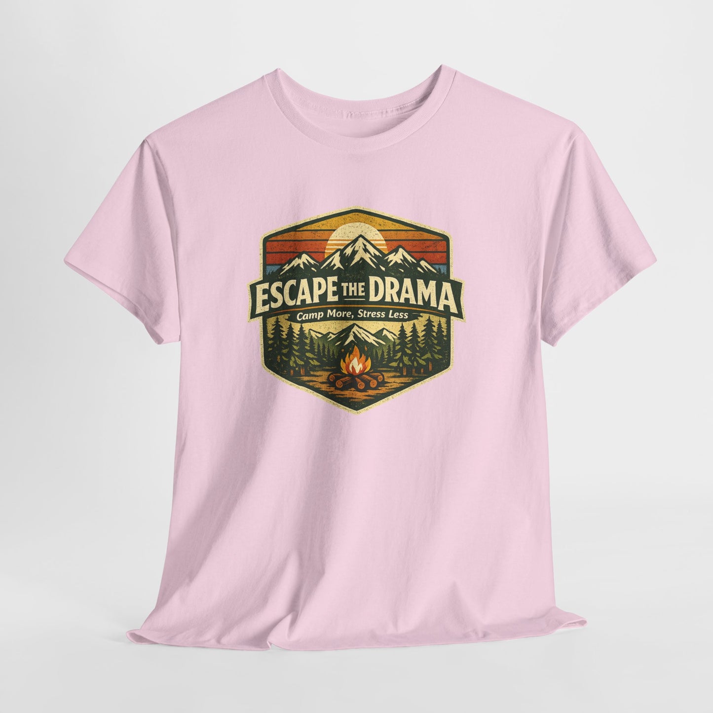 Escape the Drama Camp More Stress Less Shirt | Retro Campfire Tee | Odyssey Camp & Co.