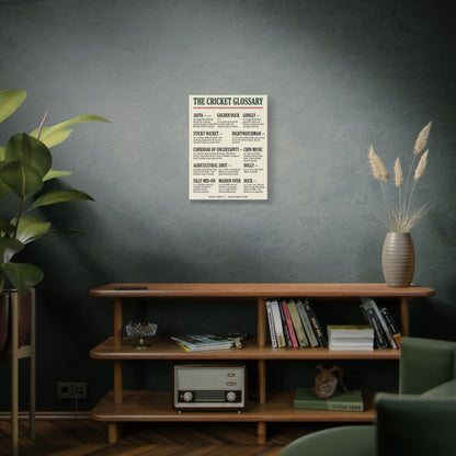 Cricket Slang Glossary Matte Canvas Print | Vintage Sports Poster | Odyssey Camp & Co.
