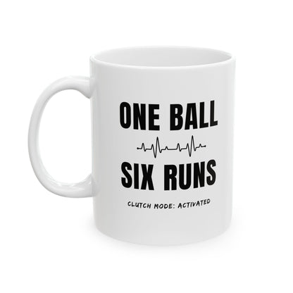 One Ball 6 Runs Ceramic Mug Coffee Cup | cricket fan gift mug | Odyssey Camp & Co.