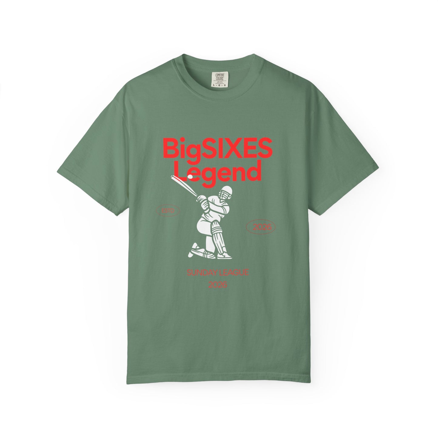 Big Sixes Legend T-Shirt | 2000s Cricket Power Hitter Tee | garment-dyed cricket t-shirt | cricket fan gift | Odyssey Camp...