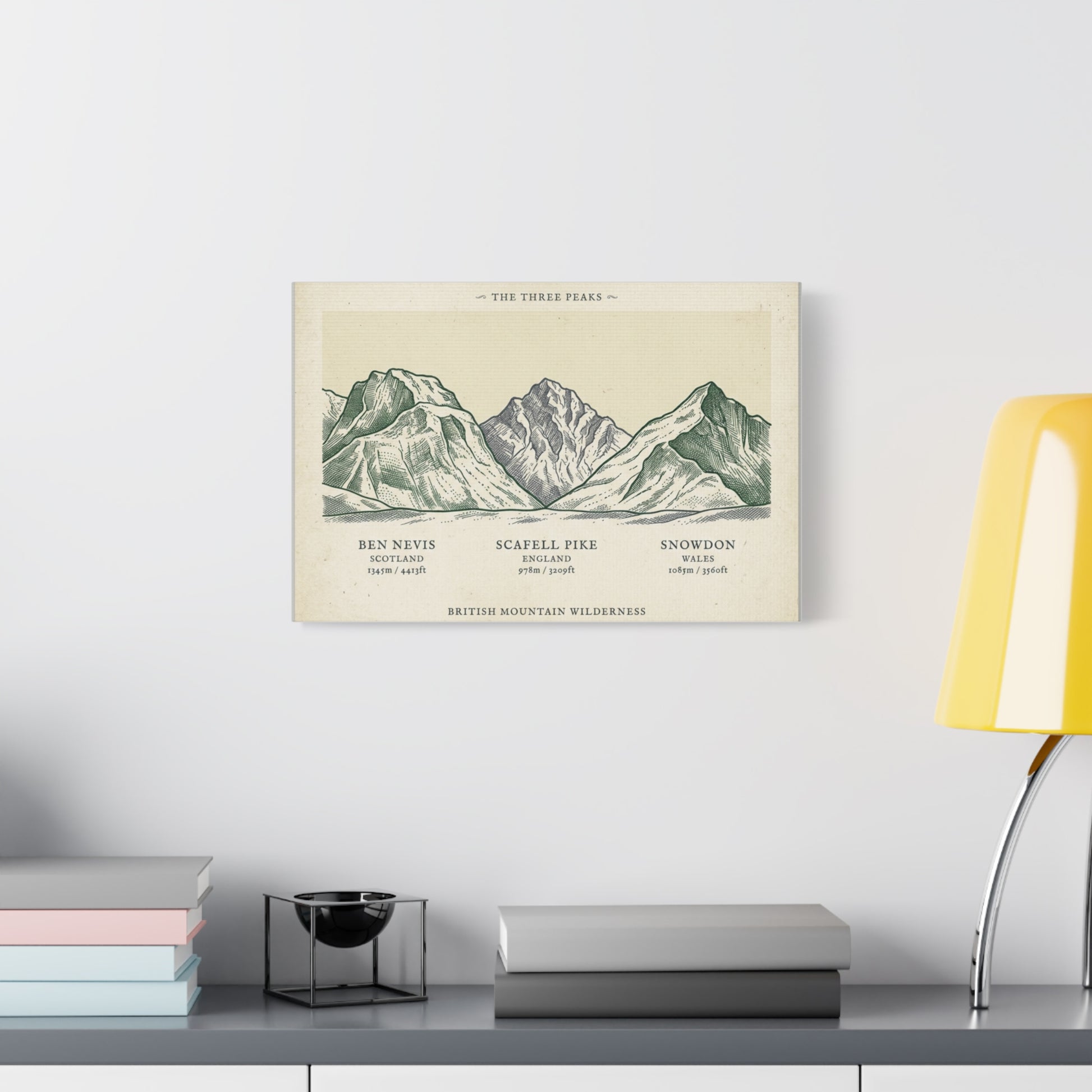 The Three Peaks Matte Canvas Print | Ben Nevis Scafell Pike Snowdon Stretched Wall Art | Odyssey Camp & Co.