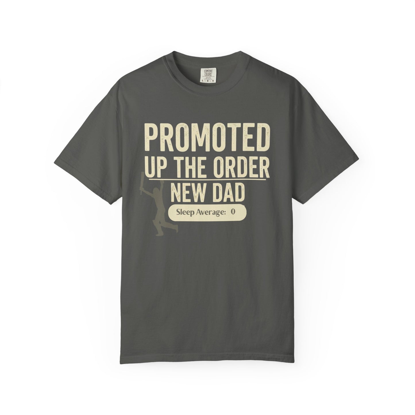 Promoted up the order new dad cricket tee design close up | New Dad T-Shirt | Odyssey Camp & Co.
