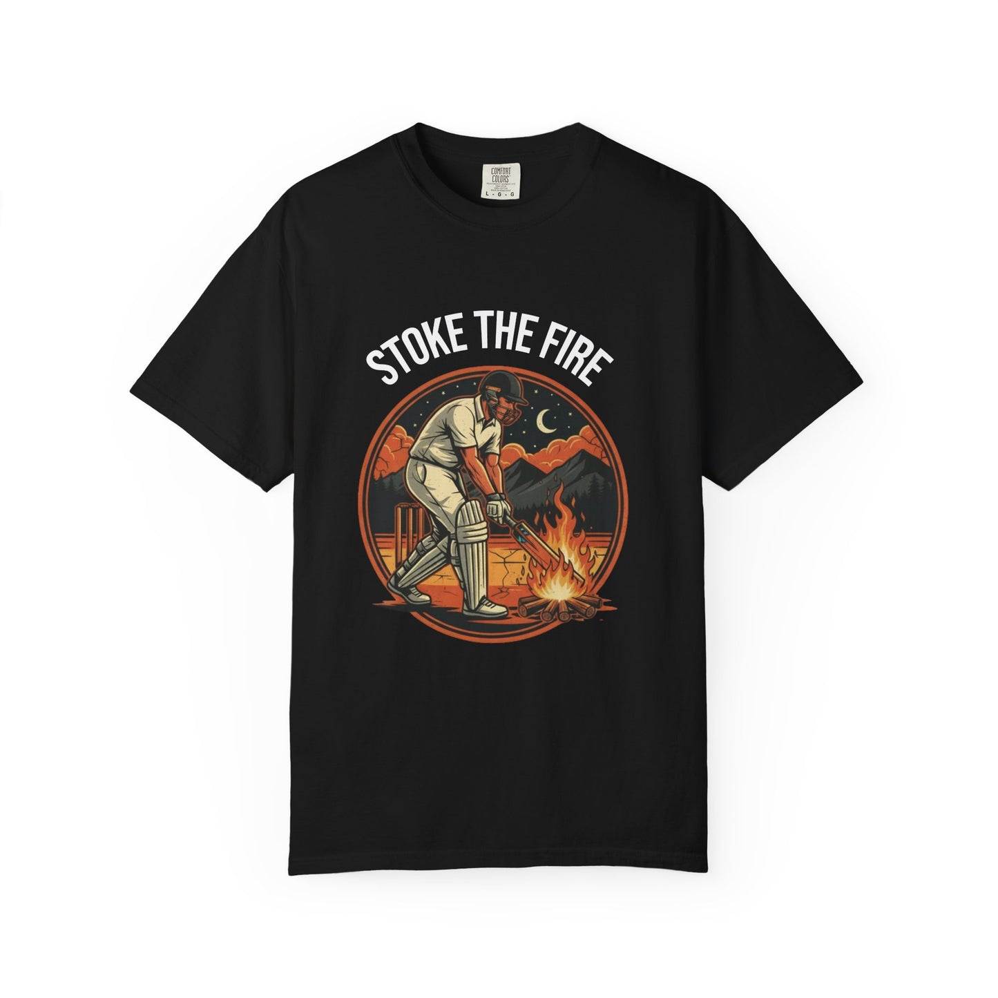 Stoke the Fire T-Shirt | Cricket Campfire Bat Graphic Tee