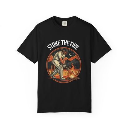 Stoke the Fire T-Shirt | Cricket Campfire Bat Graphic Tee