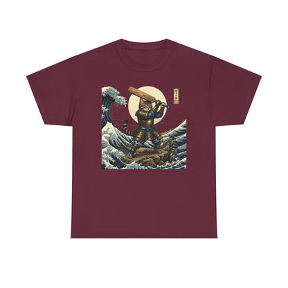 Samurai Cricket Cat Wave T-Shirt maroon