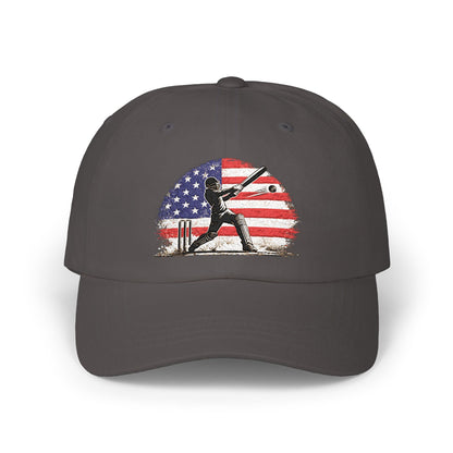 Embroidered batter design close-up | USA Cap Cricket Cap | Odyssey Camp & Co.