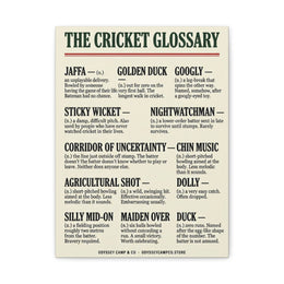 Cricket Slang Glossary Matte Canvas Print | Vintage Sports Poster | matte stretched canvas wall art | Odyssey Camp & Co.