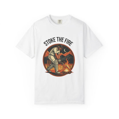 Stoke the Fire T-Shirt | Cricket Campfire Bat Graphic Tee