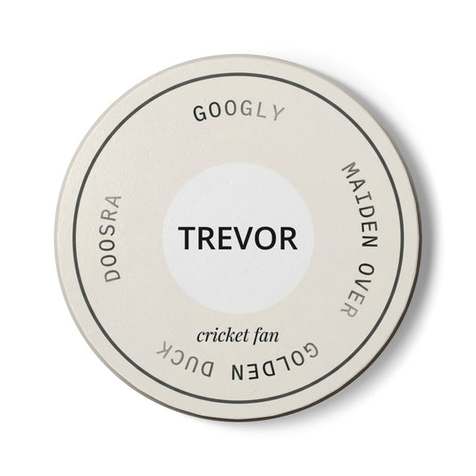 Personalized Cricket Fan Ceramic Coaster — Custom Name