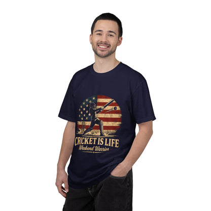 Cricket Is Life T-Shirt | Vintage American Flag Weekend Warrior Tee | Black | Odyssey Camp & Co.
