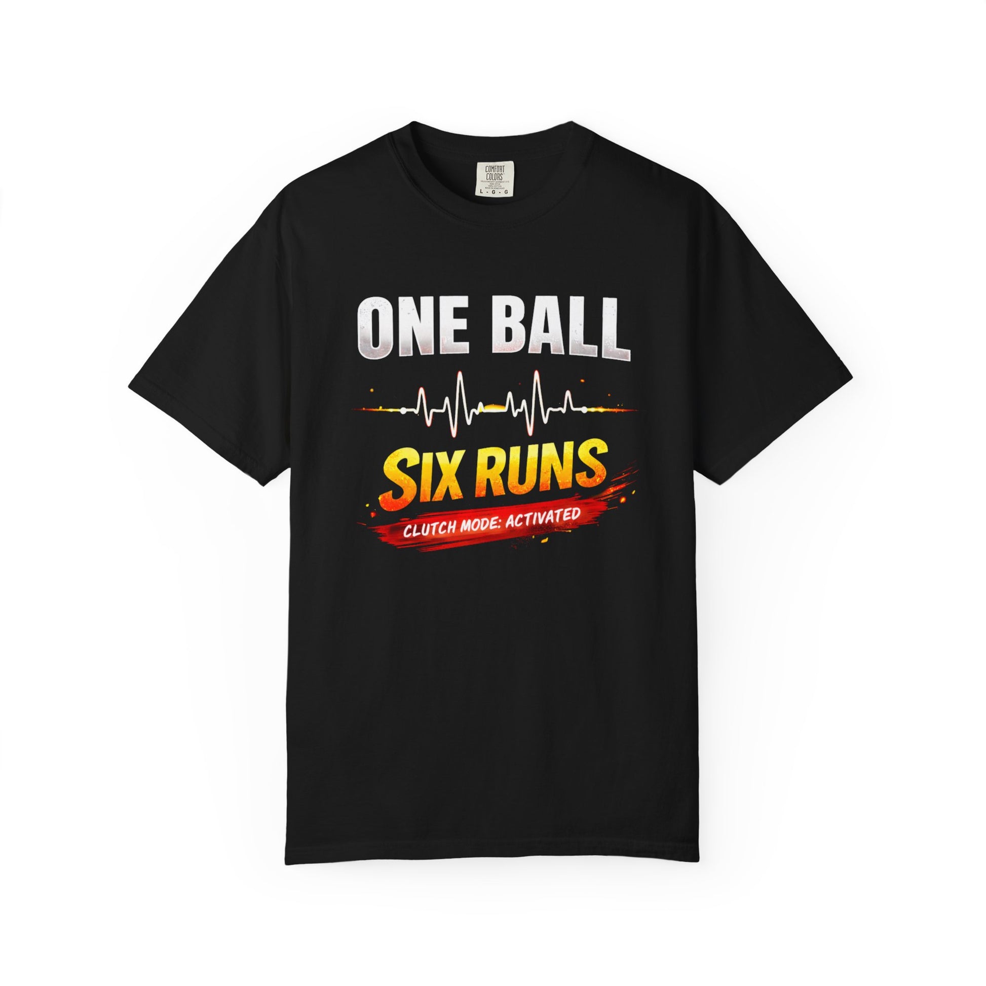 One Ball Six Runs T-Shirt | Clutch Mode Cricket Tee | garment-dyed cricket t-shirt | cricket fan gift | Odyssey Camp & Co.