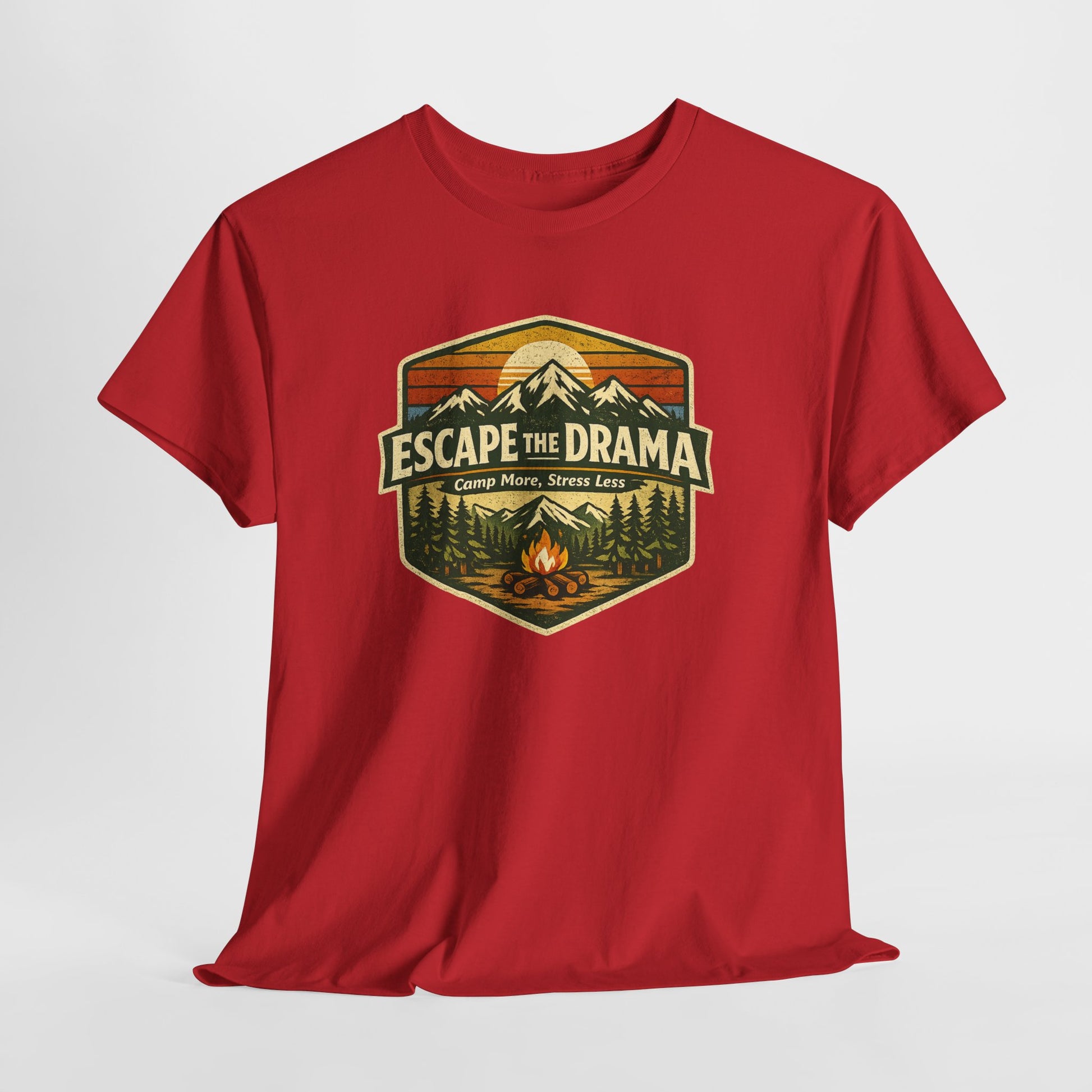 Escape the Drama Camp More Stress Less Shirt | Retro Campfire Tee | Odyssey Camp & Co.