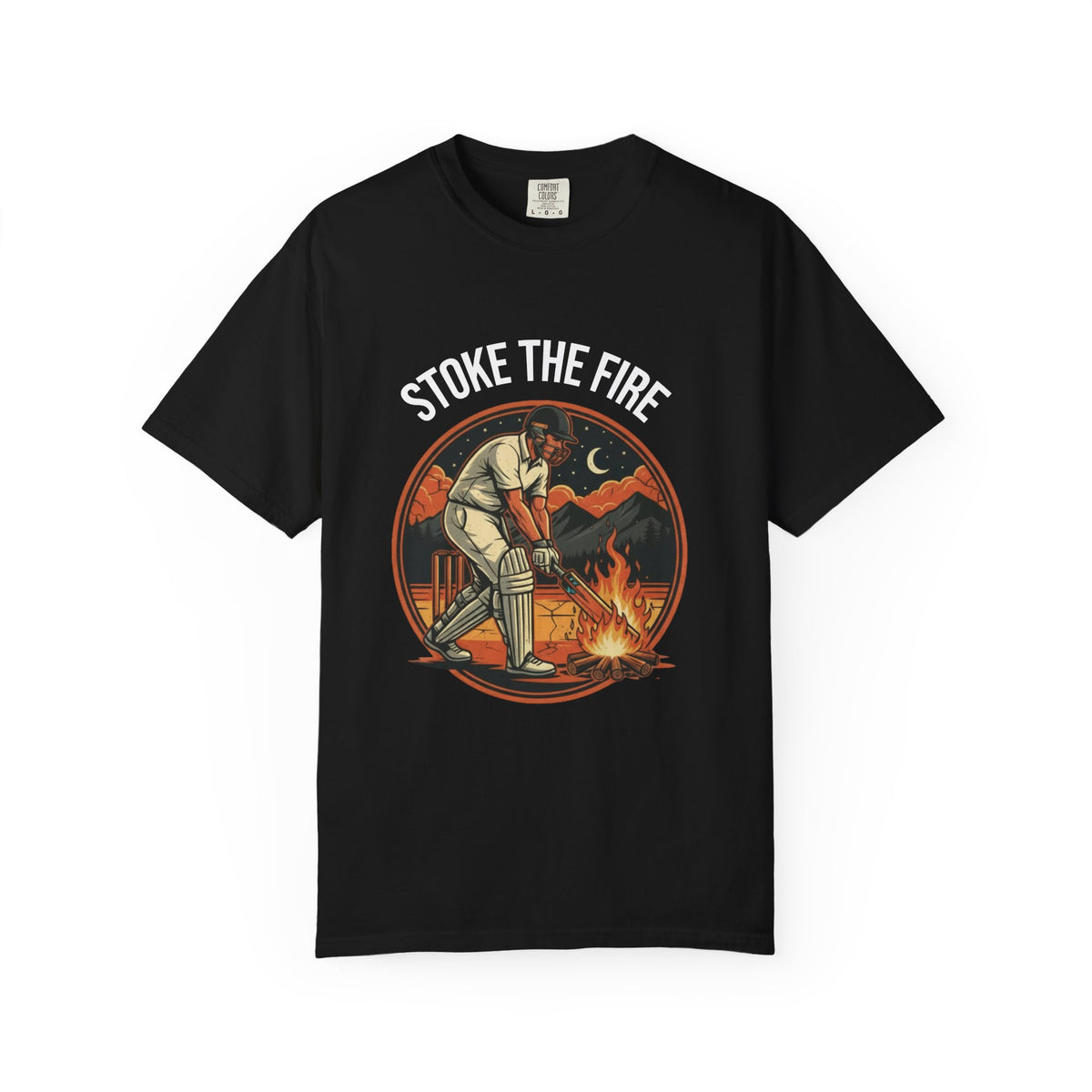 Stoke the Fire T-Shirt | Cricket Campfire Bat Graphic Tee